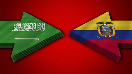 Ecuador vs Saudi Arabia Arrow Flags – 3D Illustration