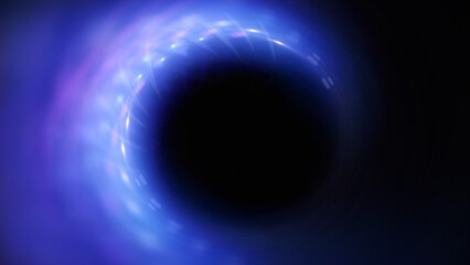 Bright abstract background with leaks. Blurred lighting tunnel. Magic portal. Vivid sphere lens