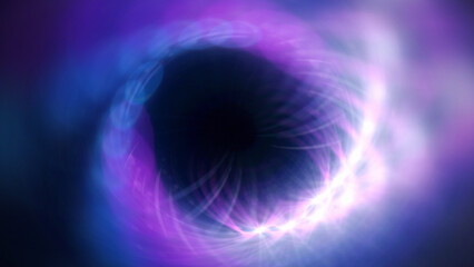 Bright abstract background with leaks. Blurred lighting tunnel. Magic portal. Vivid sphere lens