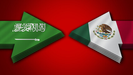 Mexico vs Saudi Arabia Arrow Flags – 3D Illustration