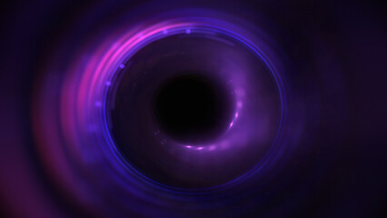 Bright abstract background with leaks. Blurred lighting tunnel. Magic portal. Vivid sphere lens