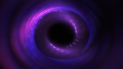 Bright abstract background with leaks. Blurred lighting tunnel. Magic portal. Vivid sphere lens