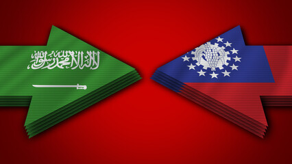 New Zealand vs Saudi Arabia Arrow Flags – 3D Illustration
