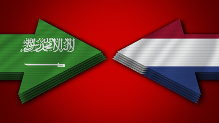Myanmar Burma vs Saudi Arabia Arrow Flags – 3D Illustration