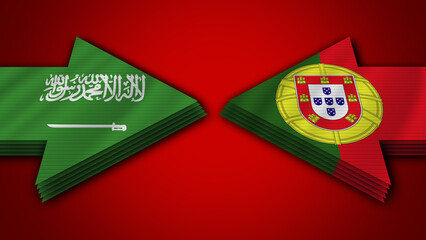 Portugal vs Saudi Arabia Arrow Flags – 3D Illustration