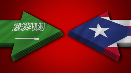 Puerto Rico vs Saudi Arabia Arrow Flags – 3D Illustration