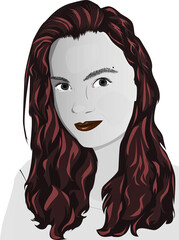 portrait of a girl with brown hair on gray