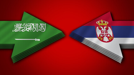 Serbia vs Saudi Arabia Arrow Flags – 3D Illustration
