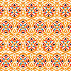 Geometric Square Arrow Crescent Moon Pattern Background In Red Blue Slate Yellow Color