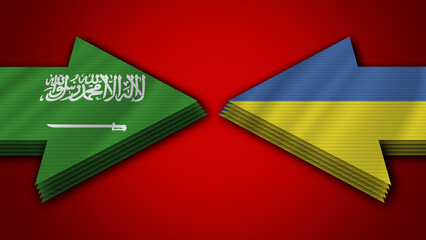 Ukraine vs Saudi Arabia Arrow Flags – 3D Illustration