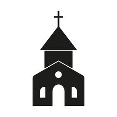 black church house logo icon on white background. Vector illustration