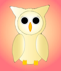 Silhouette of a fluffy owl with big eyes