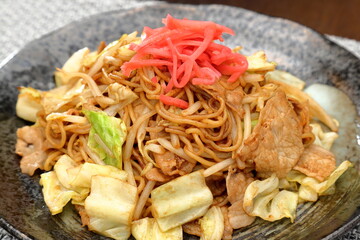 焼きそばのクローズアップ