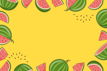 Summer fruit background - watermelon on yellow surface