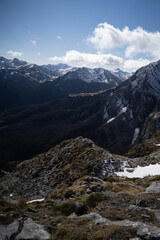 Fototapeta na wymiar snowy peaks in the mountains in winter in Picos de Europa National Park