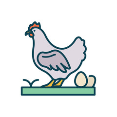 Poultry Farm Vector Filled Outline Icon Design illustration. Agriculture and Farming Symbol on White background EPS 10 File