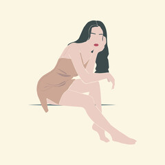 Woman illustration in boho art style.