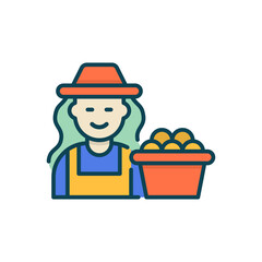 Lady Farmer Vector Filled Outline Icon Design illustration. Agriculture and Farming Symbol on White background EPS 10 File