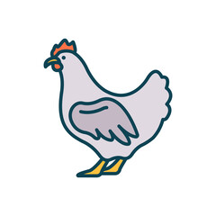 Hen Vector Filled Outline Icon Design illustration. Agriculture and Farming Symbol on White background EPS 10 File