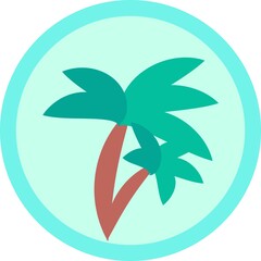 2本のヤシの木のステッカーイラスト.