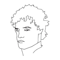 One continuous line drawing of man. Minimalism art.