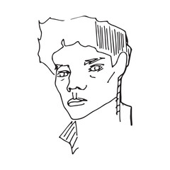 One continuous line drawing of man. Minimalism art.