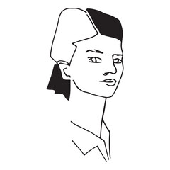 One continuous line drawing of woman. Minimalism art.