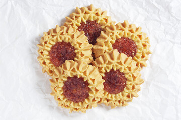 Shortbread biscuits with cherry filling