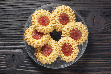 Shortbread biscuits with cherry filling