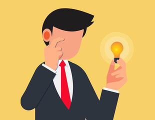 Thinking,Smart thinking businessmen people. businessman touching head while looking at light bulb,Innovation and inspiration concept.