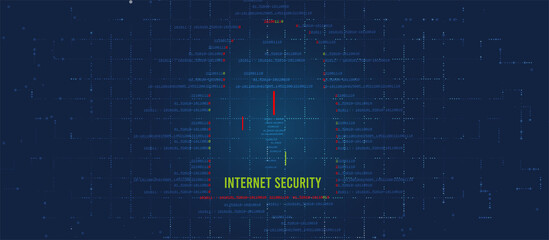 internet digital security technology concept for business background. Lock on circuit board