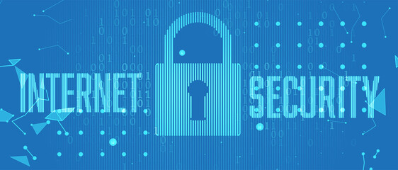internet digital security technology concept for business background. Lock on circuit board