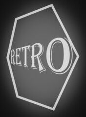 black and white three-dimensional retro lettering in geometric shape and perspective