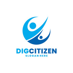 Digital Citizen logo vector. Social technology logo template design concept.