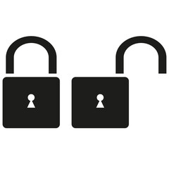 Lock icon. Open or closed lock. Security symbol for the design of your website. Vector illustration