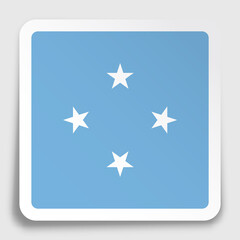 Micronesia flag icon on paper square sticker with shadow. Button for mobile application or web. Vector