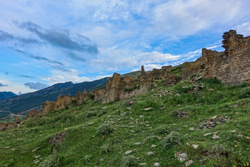 Fototapeta na wymiar Russia, Dagestan. medieval defensive towers in the village of Goor. 2021