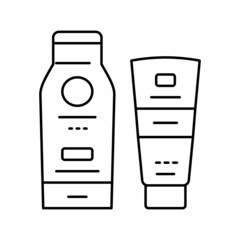 after sun cream tube and bottle line icon vector illustration