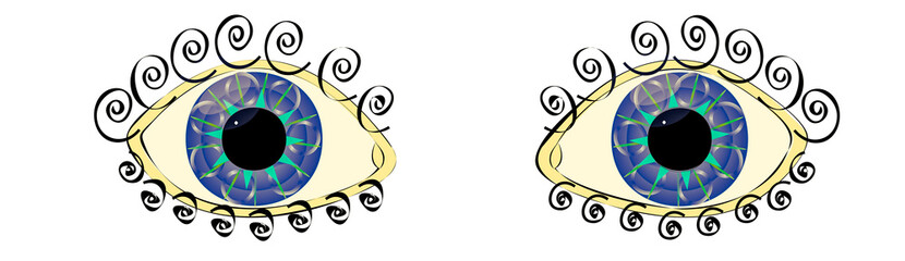 Fototapeta premium drawing of blue eyes on a white background