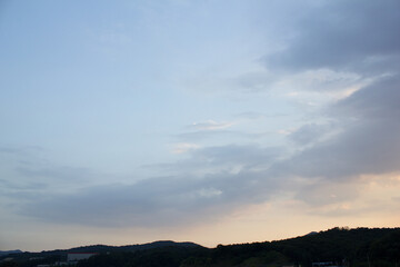 Vanilla sky and evening countryside