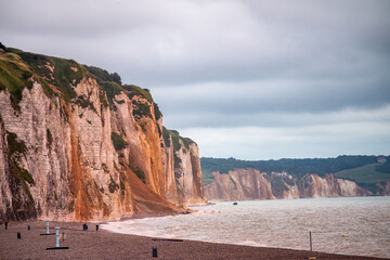 Beautiful cliffs of Dieppe at sunset, Normandy.