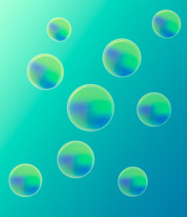 drawing of water bubbles under green water