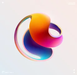 Fotobehang Liquid 3D geometric shapes. Colored ball of spiral line. © theromb