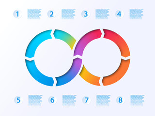 Infographic agile development cycle for business presentation with shadow effect and rainbow colors represented as infinity loop workflow - obrazy, fototapety, plakaty