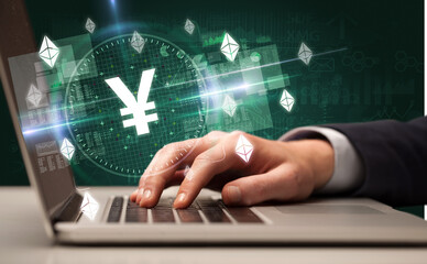 business hand working in stock market