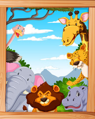 Obraz na płótnie Canvas Banner with various wild animals