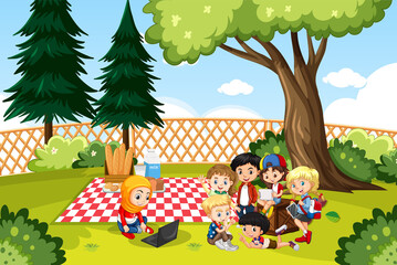 Scene with children in the park