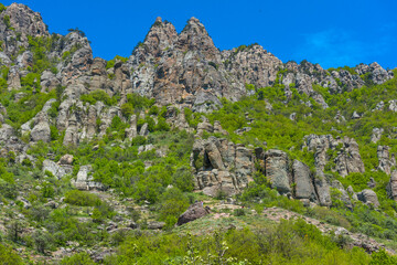 Rock pillars in Valley of Ghosts of the mountain range Demerji,