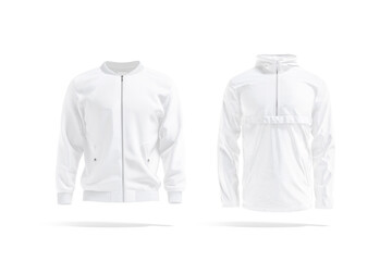 Blank white bomber and windbreaker mockup, front view © Alexandr Bognat