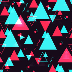 Geometric seamless background. Vector sublimation wallpaper. Social media concept with color triangles. 